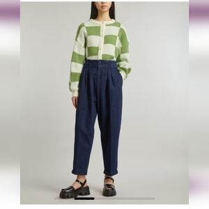 YMC Navy Earth Keaton Denim Trousers $225 USD 80'S style wide leg